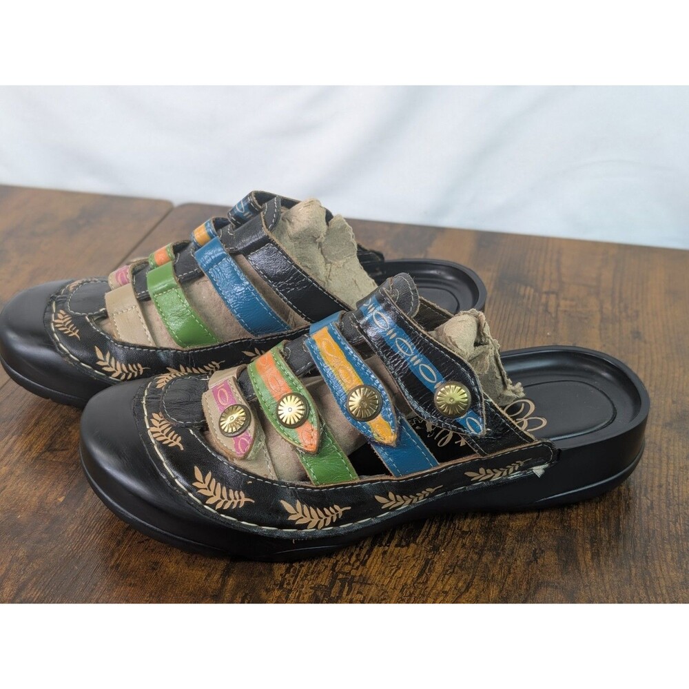 Elite by Corkys Women’s Heidi Sandals Slip On Leather Boho in Multicolor 6.5 /37